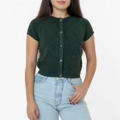 Los Angeles Apparel RFK47GD - Cotton Raglan Short Sleeve Cropped Sweater