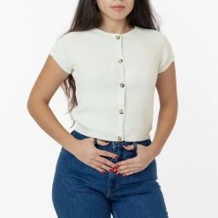 Los Angeles Apparel RFK47GD - Cotton Raglan Short Sleeve Cropped Sweater