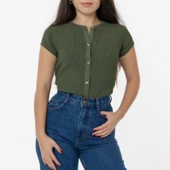 Los Angeles Apparel RFK47GD - Cotton Raglan Short Sleeve Cropped Sweater