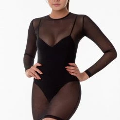 Los Angeles Apparel RNS310 - Micro Mesh Mini Dress