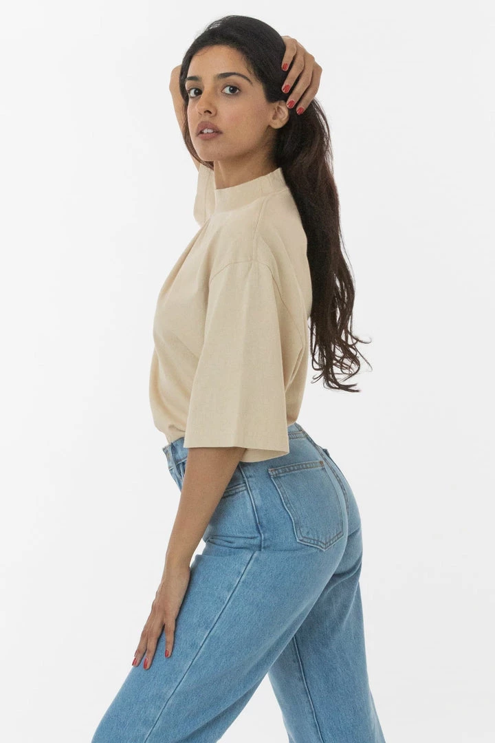 Los Angeles Apparel Women's 1825GD Unisex - Oversized Short Sleeve High Mockneck T-shirt 12 Los Angeles Apparel Women's 1825GD Unisex - Oversized Short Sleeve High Mockneck T-shirt