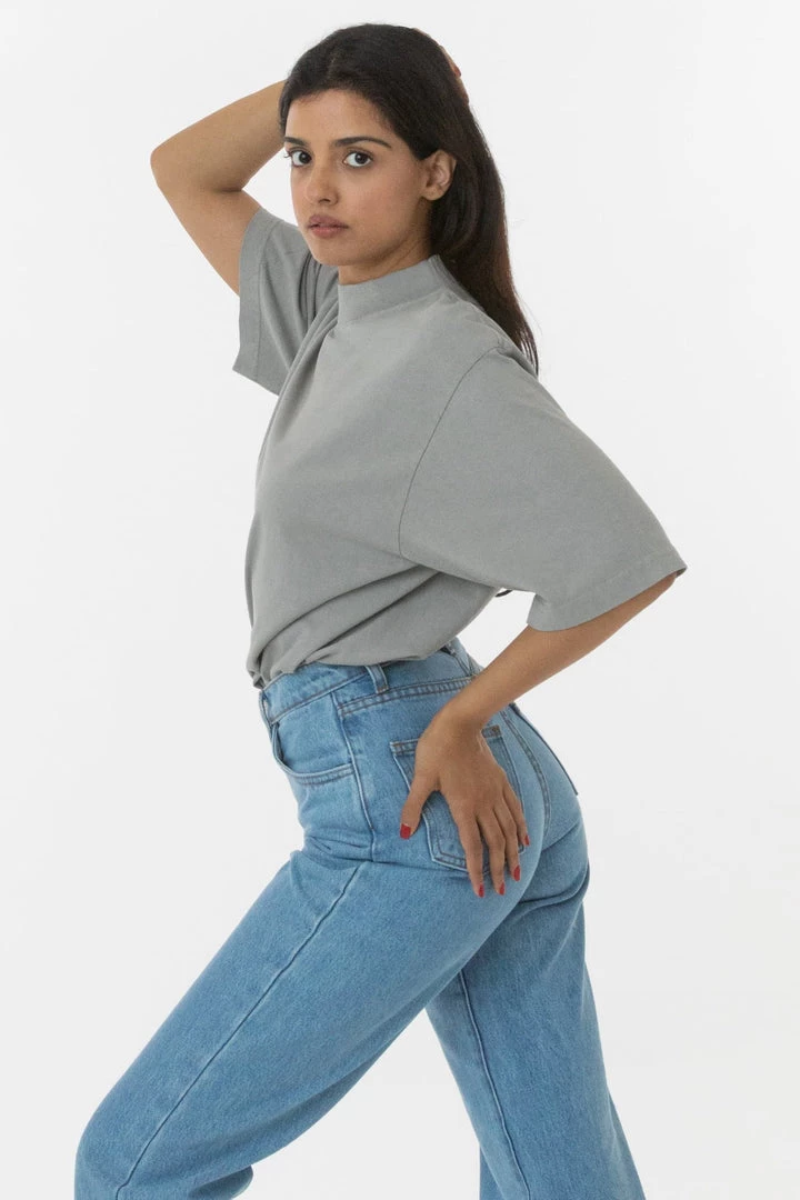 Los Angeles Apparel Women's 1825GD Unisex - Oversized Short Sleeve High Mockneck T-shirt 3 Los Angeles Apparel Women's 1825GD Unisex - Oversized Short Sleeve High Mockneck T-shirt