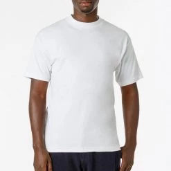 Los Angeles Apparel 2017MN - 6.0oz Mock Crew Neck Heavy Combed Cotton T-Shirt Men's