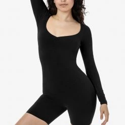 Los Angeles Apparel Women's 83058GD - Garment Dye Sweetheart Pinch Front Long Sleeve Biketard