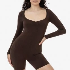 Los Angeles Apparel Women's 83058GD - Garment Dye Sweetheart Pinch Front Long Sleeve Biketard