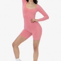 Los Angeles Apparel Women's 83058GD - Garment Dye Sweetheart Pinch Front Long Sleeve Biketard