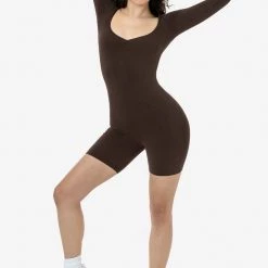 Los Angeles Apparel Women's 83058GD - Garment Dye Sweetheart Pinch Front Long Sleeve Biketard