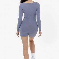 Los Angeles Apparel Women's 83058GD - Garment Dye Sweetheart Pinch Front Long Sleeve Biketard