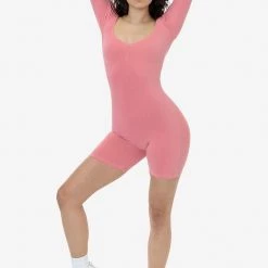 Los Angeles Apparel Women's 83058GD - Garment Dye Sweetheart Pinch Front Long Sleeve Biketard