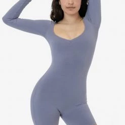 Los Angeles Apparel Women's 83058GD - Garment Dye Sweetheart Pinch Front Long Sleeve Biketard