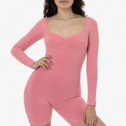 Los Angeles Apparel Women's 83058GD - Garment Dye Sweetheart Pinch Front Long Sleeve Biketard