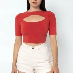 Los Angeles Apparel Women's 83071GD - Cut Out Crop Top