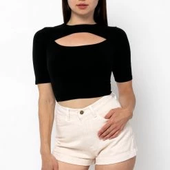 Los Angeles Apparel Women's 83071GD - Cut Out Crop Top