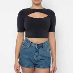 Los Angeles Apparel Women's 83071GD - Cut Out Crop Top