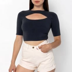 Los Angeles Apparel Women's 83071GD - Cut Out Crop Top