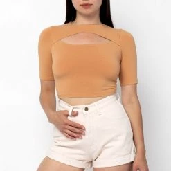 Los Angeles Apparel Women's 83071GD - Cut Out Crop Top