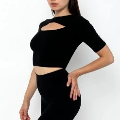 Los Angeles Apparel Women's 83071GD - Cut Out Crop Top