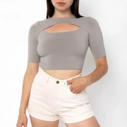 Los Angeles Apparel Women's 83071GD - Cut Out Crop Top
