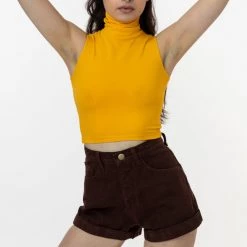 Los Angeles Apparel Women's 83073GD - Garment Dye Sleeveless Turtleneck Crop Top