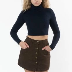 Los Angeles Apparel Women's 8366GD - Cropped Cotton Spandex Garment Dye Turtleneck