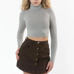 Los Angeles Apparel Women's 8366GD - Cropped Cotton Spandex Garment Dye Turtleneck