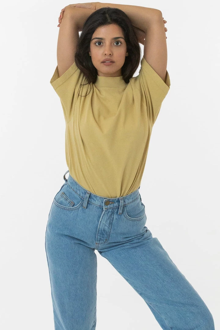 Los Angeles Apparel Women's 1825GD Unisex - Oversized Short Sleeve High Mockneck T-shirt 11 Los Angeles Apparel Women's 1825GD Unisex - Oversized Short Sleeve High Mockneck T-shirt