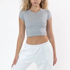 Los Angeles Apparel 43035 - Cap Sleeve Baby Rib Crop Top