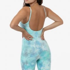 Los Angeles Apparel Women's 83022TD - Tie Dye Spaghetti Scoopback Biketard