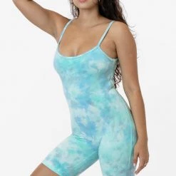 Los Angeles Apparel Women's 83022TD - Tie Dye Spaghetti Scoopback Biketard