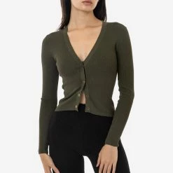Los Angeles Apparel RFK218 - Viscose Nylon V-Neck Cardigan