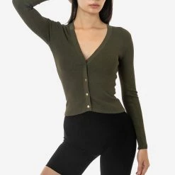 Los Angeles Apparel RFK218 - Viscose Nylon V-Neck Cardigan