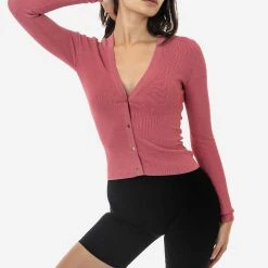 Los Angeles Apparel RFK218 - Viscose Nylon V-Neck Cardigan