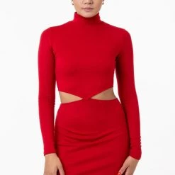 Los Angeles Apparel Women's PON408 - Ponte Diamond Cutout Dress
