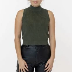 Los Angeles Apparel RFK45GD - Cotton Knit Sleeveless Mock Neck Sweater