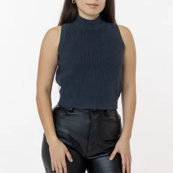 Los Angeles Apparel RFK45GD - Cotton Knit Sleeveless Mock Neck Sweater
