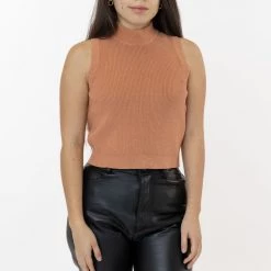 Los Angeles Apparel RFK45GD - Cotton Knit Sleeveless Mock Neck Sweater