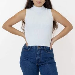 Los Angeles Apparel RFK45GD - Cotton Knit Sleeveless Mock Neck Sweater