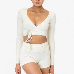 Los Angeles Apparel 83077GD - Garment Dye Long Sleeve Wrap Top