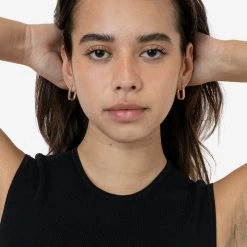 Los Angeles Apparel EARHOOPANG - U-Link Hoop Earrings Women's