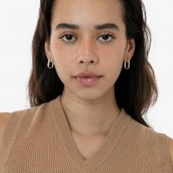 Los Angeles Apparel EARHOOPANG - U-Link Hoop Earrings Women's