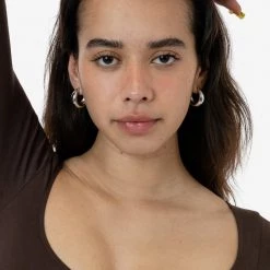 Los Angeles Apparel EARHOOPCRE - Dome Silver Hoop Earrings