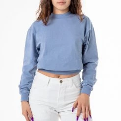 Los Angeles Apparel Women's 1804GD - Long Sleeve Garment Dye Cropped Mockneck