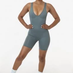 Los Angeles Apparel Women's RPL352 - Poly Interlock Bra Tank Workout One-Piece