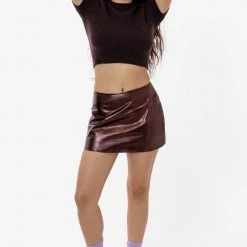 Los Angeles Apparel RLH739 - Metallic Leather Mini Skort Women's
