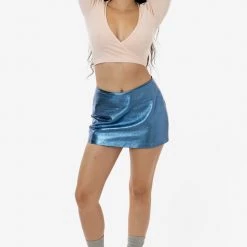 Los Angeles Apparel RLH739 - Metallic Leather Mini Skort Women's