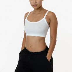 Los Angeles Apparel Women's FF016 - Poly Cotton Cropped Spaghetti Tank Top