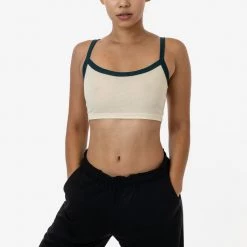 Los Angeles Apparel Women's FF016 - Poly Cotton Cropped Spaghetti Tank Top