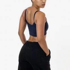 Los Angeles Apparel Women's FF016 - Poly Cotton Cropped Spaghetti Tank Top