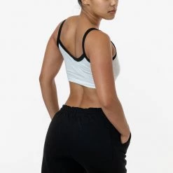 Los Angeles Apparel Women's FF016 - Poly Cotton Cropped Spaghetti Tank Top