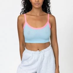 Los Angeles Apparel Women's FF016 - Poly Cotton Cropped Spaghetti Tank Top